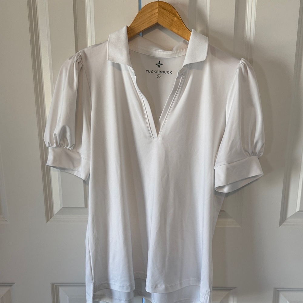 Tuckernuck Classic White Puff Sleeve Blouse